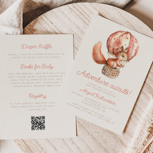 Äventyr Väntar Söt Ekorre QR-kod Baby Shower Inbjudningar