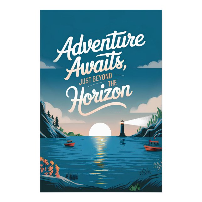 Äventyr väntar, strax utanför horisonten fototryck (Framsidan)