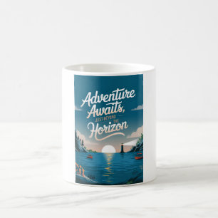 Äventyr väntar, strax utanför horisonten kaffemugg