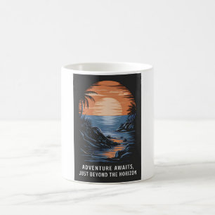 Äventyr väntar, strax utanför horisonten kaffemugg