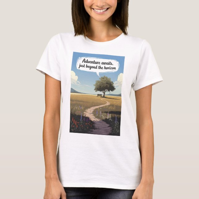 Äventyr väntar, strax utanför horisonten t shirt (Framsida)