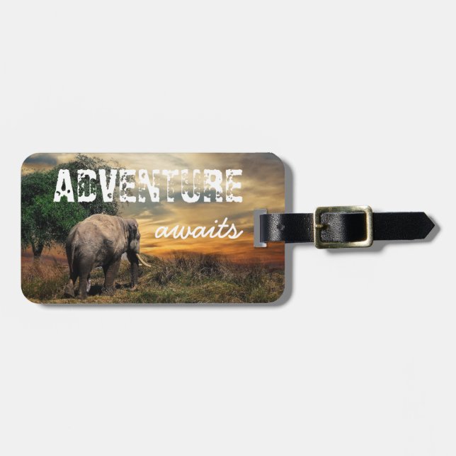 "Äventyr väntar" Thailand Elefant Bagagelapp (Horisontell Framsida)