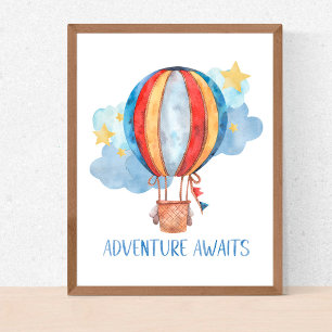 Äventyr Väntar Varm Luft Ballong Barnkammare Bebis Poster