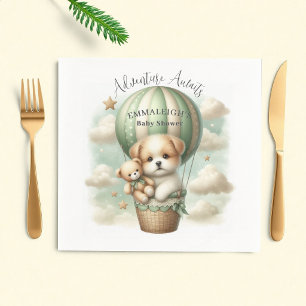 Äventyr Väntar Varmluftsballong Valp Baby Shower Pappersservett