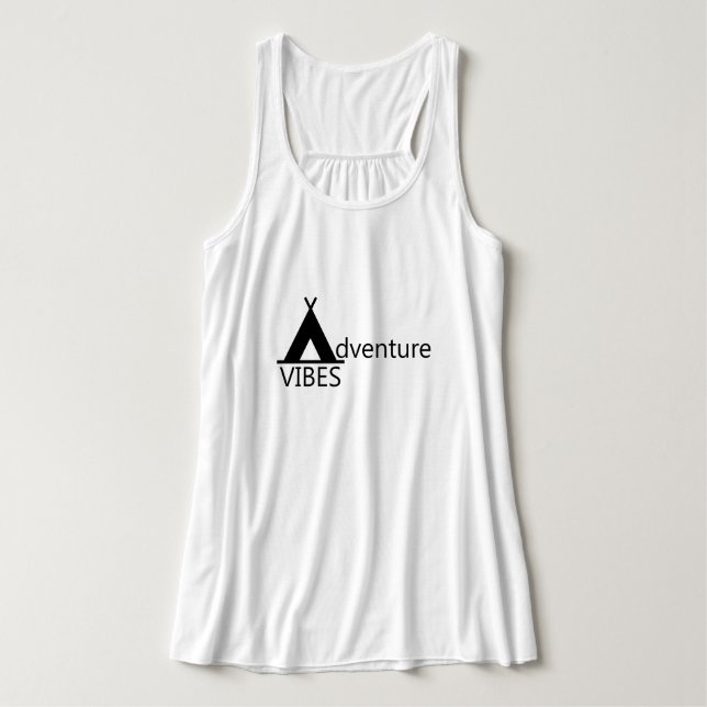 Äventyr Vibes Camping Tält Logotyp Typography Linne Med Racerback (Design framsida)