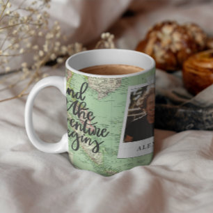 Äventyr vintage karta snyggt studenten kaffemugg