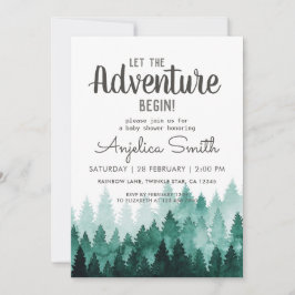 Äventyr Watercolor Rustic Woodland Baby Shower Inbjudningar