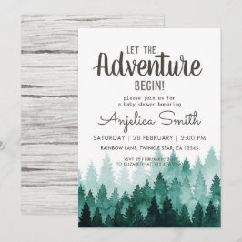 Äventyr Watercolor Rustic Woodland Baby Shower Inbjudningar