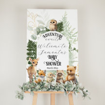 Äventyr Woodland animal Greenery Baby Shower