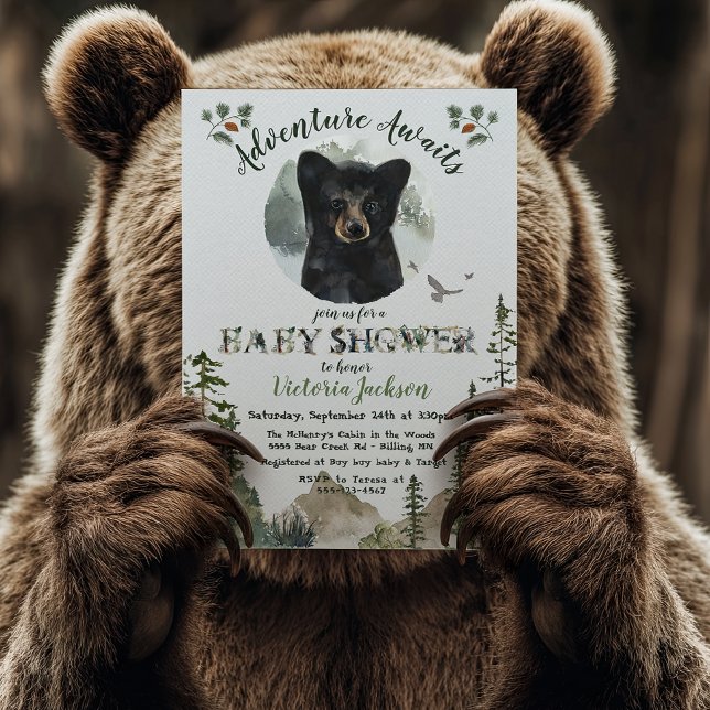 Äventyr Woodland Baby Bear Forest Baby Shower Inbjudningar (Skapare uppladdad)