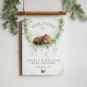 Äventyr Woodland Bear Baby Shower Välkommen Poster