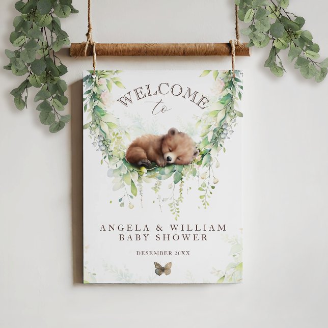 Äventyr Woodland Bear Baby Shower Välkommen Poster (Skapare uppladdad)