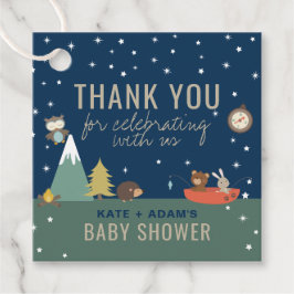 Äventyr Woodland Boy Baby Shower Tack Gåvor Etiketter