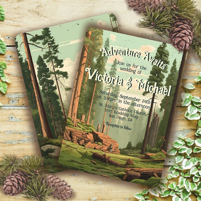 Äventyr Woodland Forest Bröllop Inbjudningar (Skapare uppladdad)