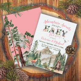 Äventyr Woodland Forest Girl Baby Shower Inbjudningar
