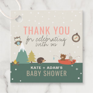 Äventyr Woodland Girl Baby Shower Tack Gåvor Etiketter