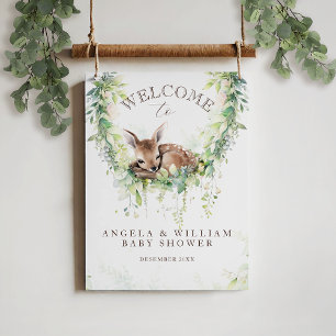 Äventyr Woodland Hjort Baby Shower Välkommen Poster