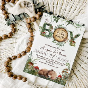 Äventyr Woodland Mushroom Fern Pojke Shower Inbjudningar