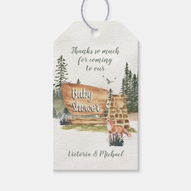 Äventyr Woodland National Park Baby Shower Square Presentetikett (Framsidan)