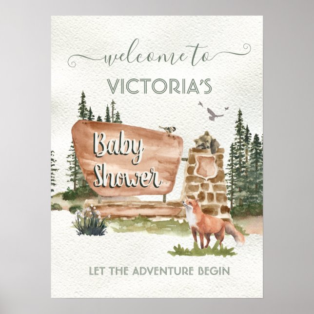 Äventyr Woodland Nationnationalparken Baby Välkoms Poster (Framsidan)