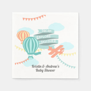 Äventyrbaby showerflygplan och ballong pappersservett