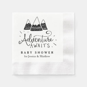Äventyrbaby showerservetter med gulliga berg pappersservett