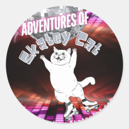 Äventyren Skatey Cat Sticker Runt Klistermärke