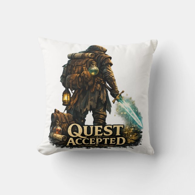 Äventyret Accepterat Fantasy Äventyrare Kudde (Framsida)