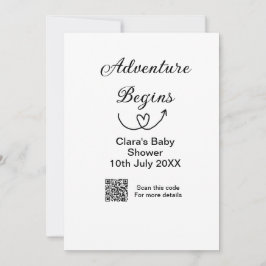 Äventyret börjar baby shower skanna QR-kod hjärta Inbjudningar