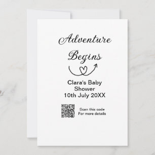 Äventyret börjar baby shower skanna QR-kod hjärta Inbjudningar