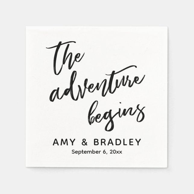Äventyret Börjar Handskriven Typografi Pappersservett (Framsidan)