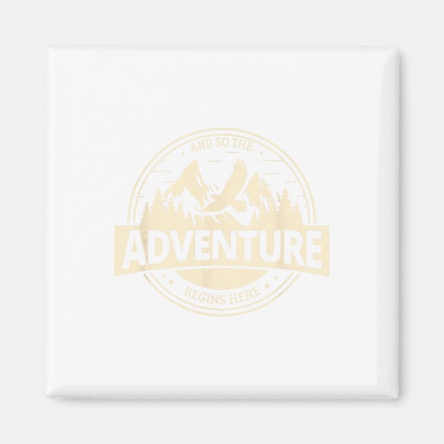 Äventyret Börjar Här Bergsklättring Camping B Magnet (Framsidan)