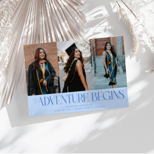 Äventyret Börjar Icy Blue Grad Multi Foto Meddelande