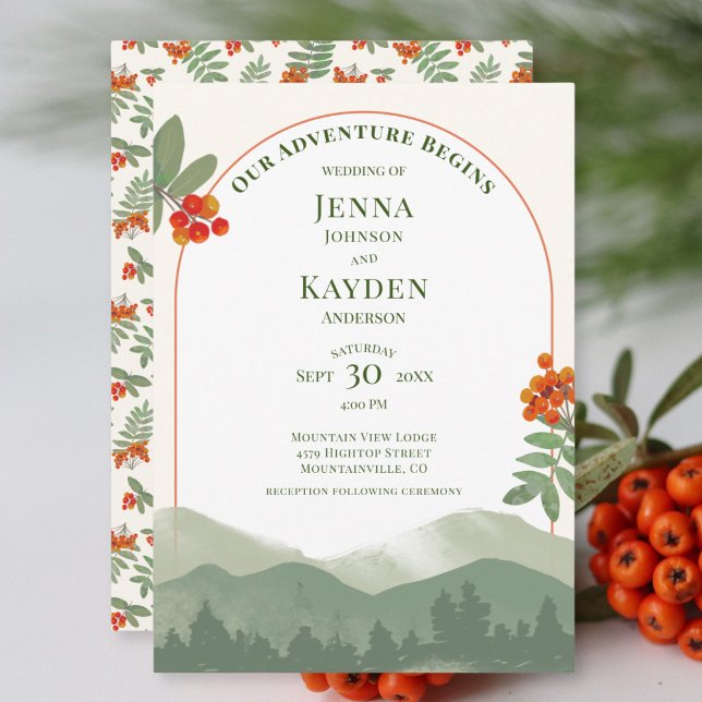 Äventyret Börjar Rustik Akvarell Bergaska Inbjudningar (Skapare uppladdad)