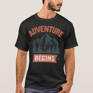 Äventyret Börjar Vintage Vandring Camping Familj T Shirt
