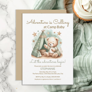 Äventyret kallar på camp baby shower inbjudningar