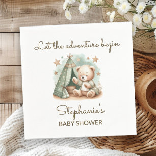 Äventyret kallar på Teddybjörn Baby Shower Pappersservett