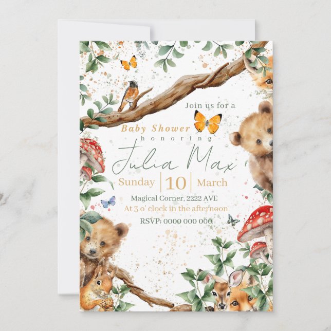 Äventyret med skogsdjur 2 tillbaka val inbjudningar (Framsida)