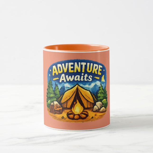 Äventyret Väntar Campingmugg Orange Mugg (Center)