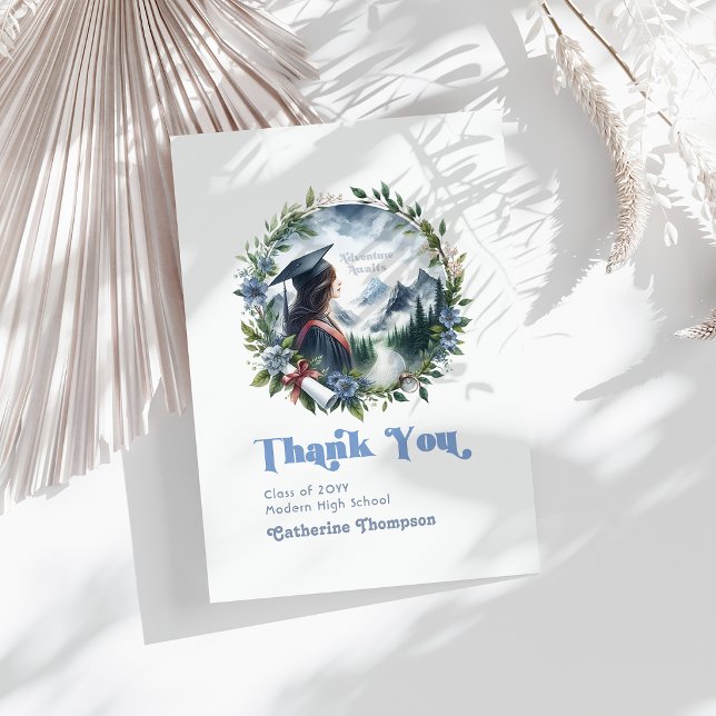 Äventyret väntar efter examen tack kort (Adventure Awaits Graduation Thank You Card)