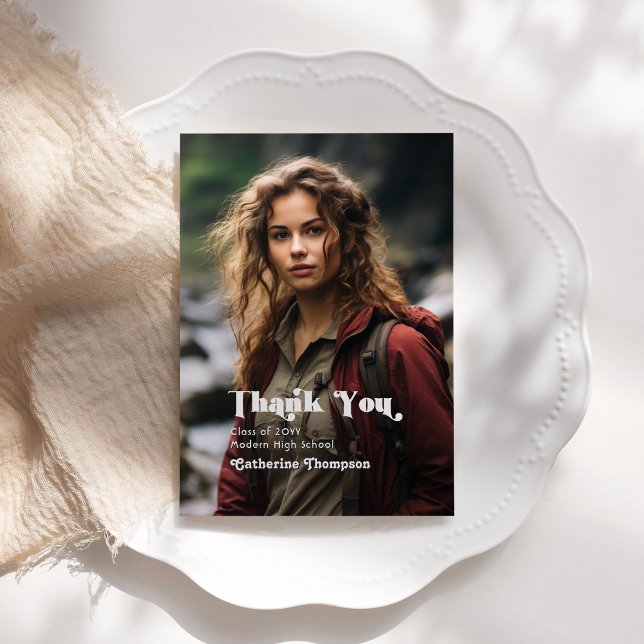 Äventyret väntar efter examen tack kort (Adventure Awaits Graduation Thank You Card)