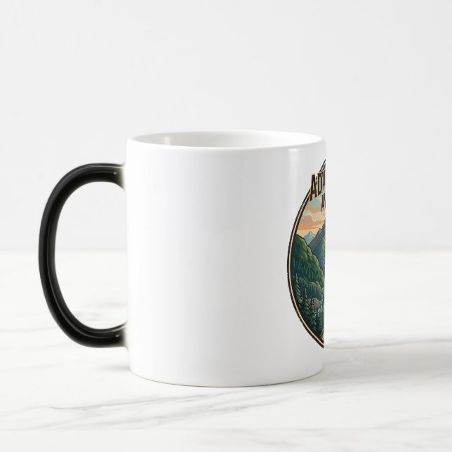Äventyret Väntar Retro Nationalpark Poster Design Magisk Mugg (Vänster)