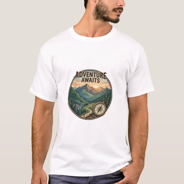 Äventyret Väntar Retro Nationalparksaffischdesign T Shirt (Framsida)