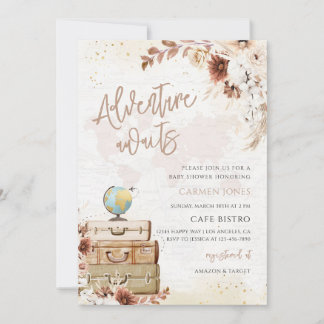 Äventyret Väntar Världskarta Baby Shower Inbjudningar