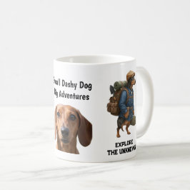 Äventyrlig Dachshund-Hikare Hemma Är Där Mitt Floc Kaffemugg