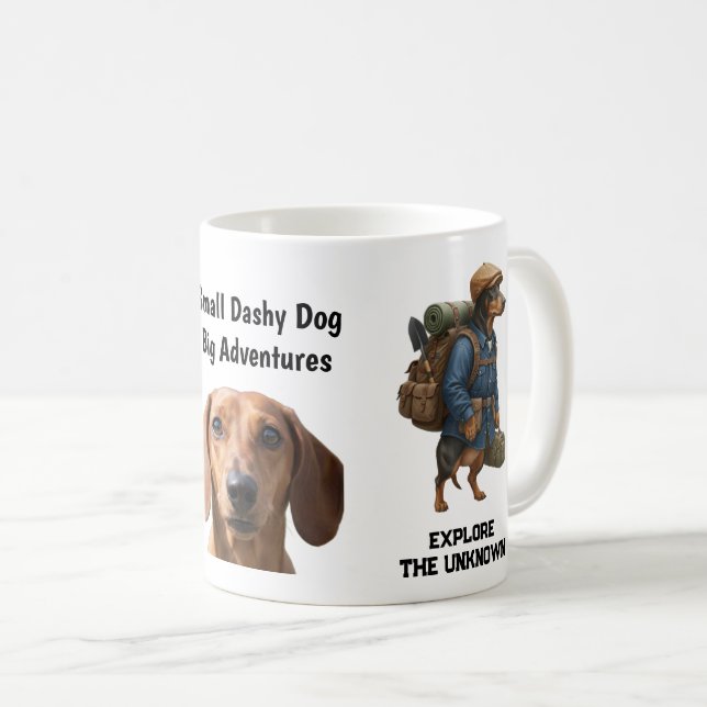 Äventyrlig Dachshund-Hikare Hemma Är Där Mitt Floc Kaffemugg (Framsida höger)