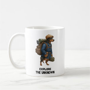 Äventyrlig Dachshund-Hikare Hemma Är Där Mitt Floc Kaffemugg