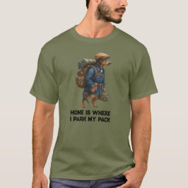 Äventyrlig Dachshund-Hikare Hemma Är Där Mitt Floc T Shirt
