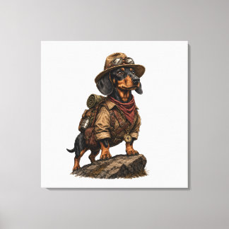 Äventyrlig Dachshund-Utforskare Canvastryck
