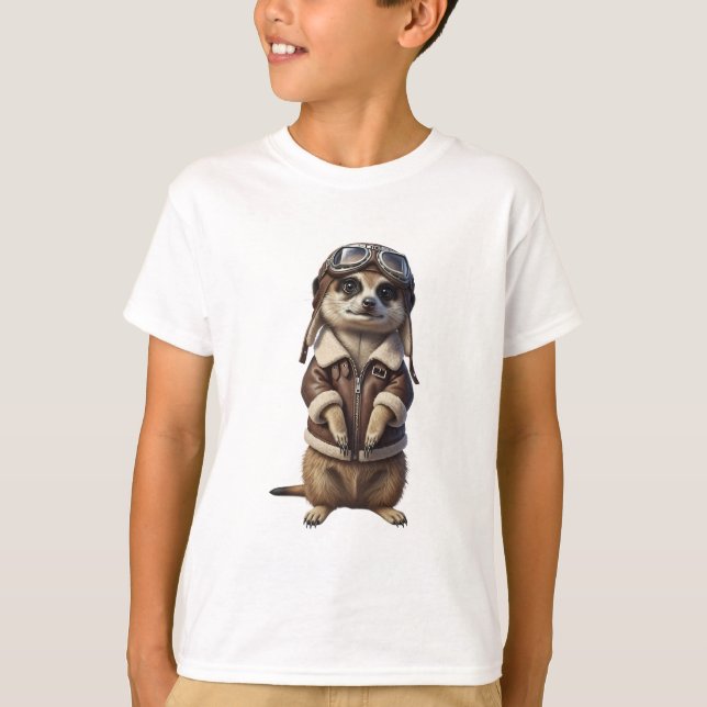 Äventyrliga Meerkat Pilot Barn T Shirt (Framsida)